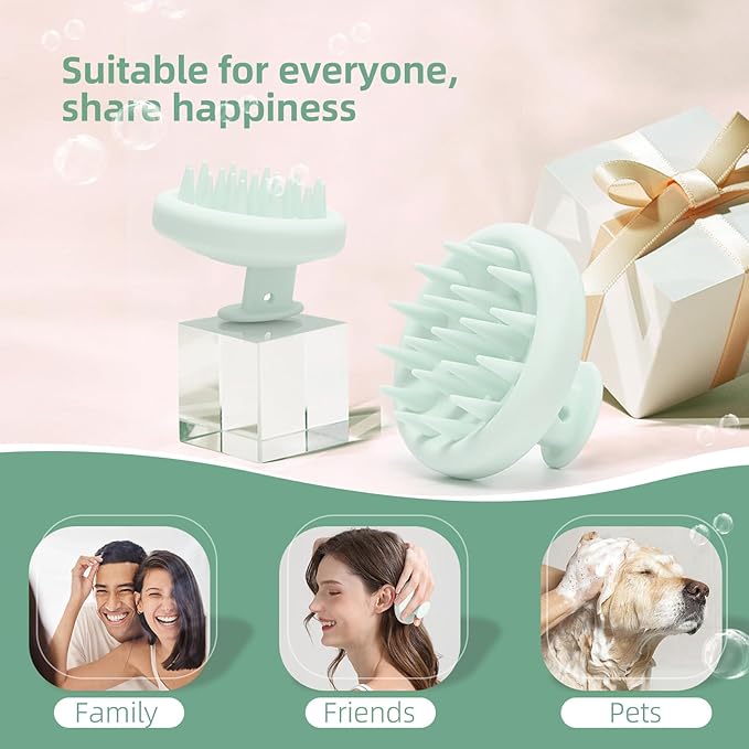 Scalp Massager Shampoo Brush, Scalp Massager Hair Growth & Dandruff Removal, Scrubber Scalp with Soft Silicone Bristles, Wet&Dry ‌Hair Brush for All (Mint Green)