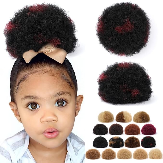 Afro Puff Drawstring Ponytail Extension #H1-99J Black mix Wine Red 4c Human Hair Durable Natural Soft and Smooth Hair Extensions Clip On Ponytail Bun