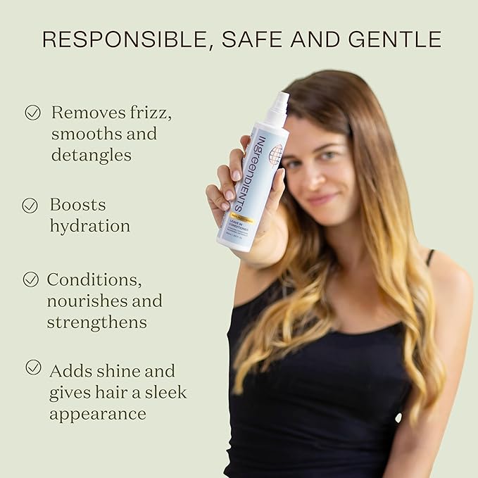 Ingreendients Detangler and Leave In Conditioner made with Organic ingredients - Sulfate-Free, Color-Safe, Silicone-Free, Cruelty-Free, Gluten Free (9.6 FL OZ)
