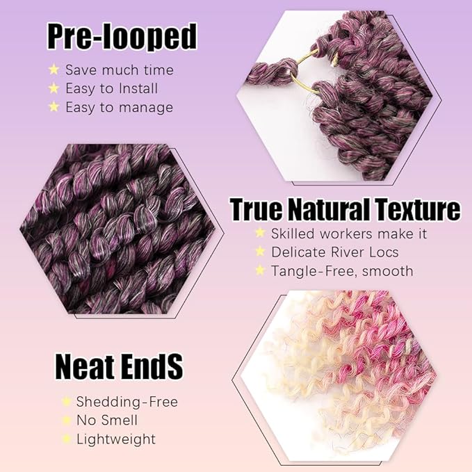 18inch Passion Twist Crochet Hair 96 Stands Pre-Twisted Passion Twist Hair 6 Packs Pre-Looped Passion Twists Braids Synthetic Passion Twist 0mbre Pink&Blonde Crochet Braids Hair Extensions