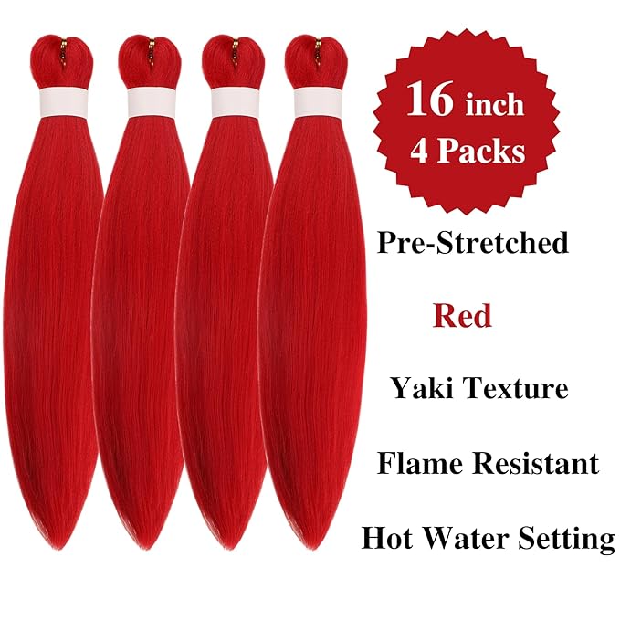 Braiding Hair Extensions Pre stretched Boho Curly Deep Wave Crochet Braids Red | Prestretched | Kids | Ez Braid | Short Boho Braids | Hypoallergenic | Knotless | Itch Free |