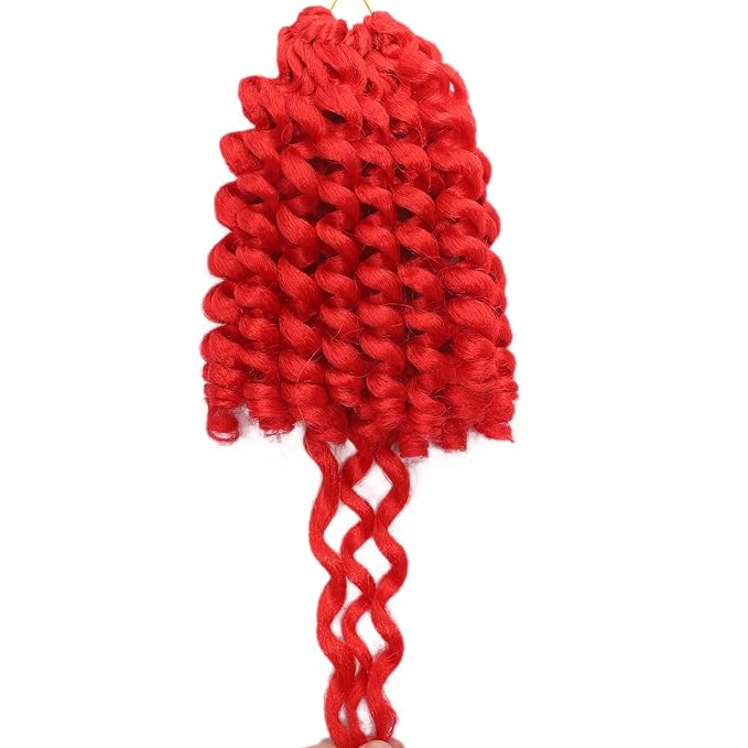 Red Short Jamaican Bounce Crochet Hair 5 Packs 2X Ringlet Wand Curl Crochet Hair 8 Inch Curly Crochet Hair Extensions Curly Crochet Braiding Hair 100 Roots