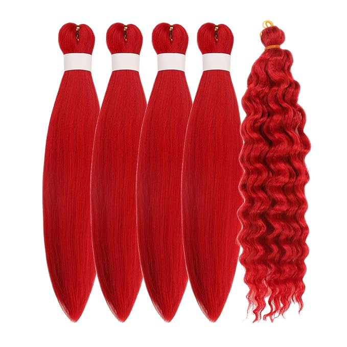 Braiding Hair Extensions Pre stretched Boho Curly Deep Wave Crochet Braids Red | Prestretched | Kids | Ez Braid | Short Boho Braids | Hypoallergenic | Knotless | Itch Free |