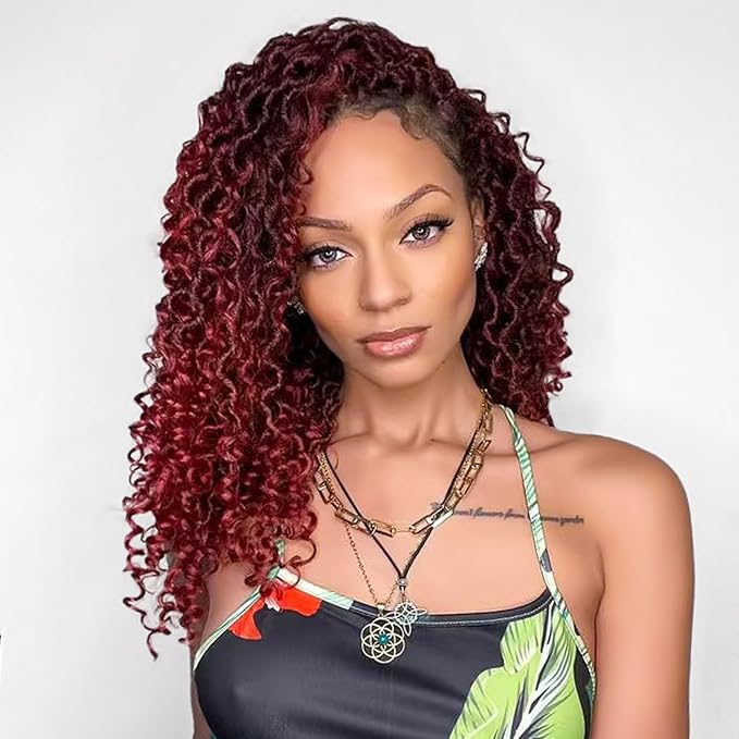 Fulcrum Goddess Locs Crochet Hair 16 Inch, 8 Packs New Faux Locs Crochet Hair for Black Women, Crochet locs with Curly Ends (16Inch (Pack of 8), TBUG#)