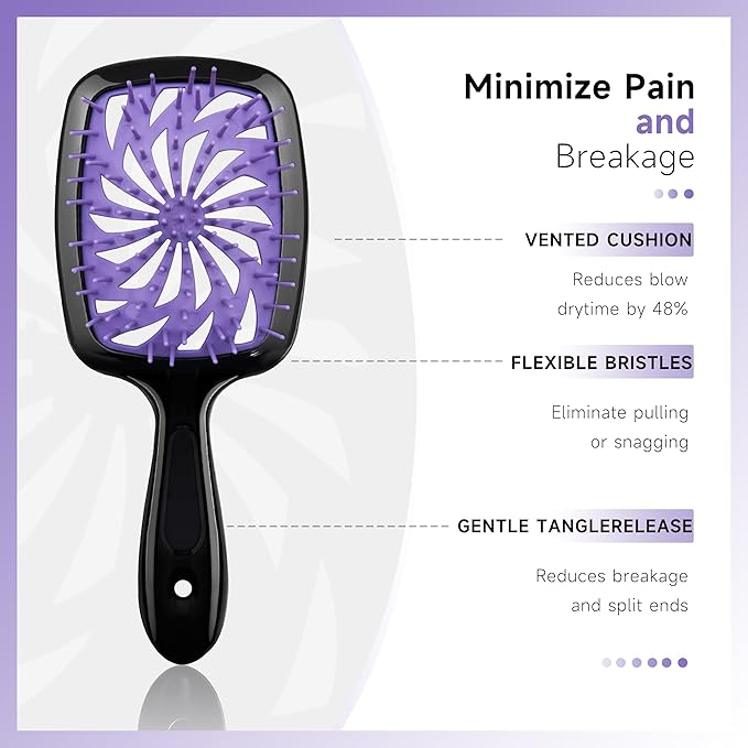 11 Pcs Hairbrush Set, Detangle Hair Brush And Spray Bottle, 3 Pieces Smooth Hairbrush For Toddlers, Suitable For Wet and Dry Hairstyles, Suitable For Adults And Children. (Purple)