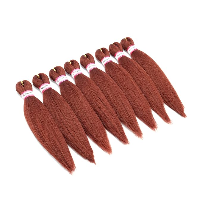 Ginger Braiding Hair Pre Stretched 12 Inch 8 Packs Braiding Hair Extensions for Box Braids Twists Locs Hair Itch Free Soft Yaki Texture Hot Water Setting (12inch,#350)