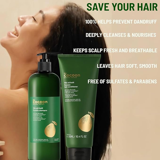 Cocoon Ultimate Hair Repair Set (SAVE 30%): Pomelo Tonic 4.7 fl oz, Shampoo & Conditioner 16.9 fl oz each, and Hair Mask 6.7 fl oz