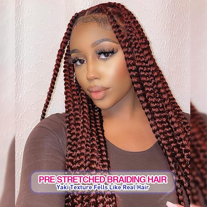 8 Pack Pre Stretched Braiding Hair - 26" 100G/Pack Premium Braiding Hair Pre Stretched Extensions, Professional Itch Free Hot Water Setting Perm Yaki Texture Prestretched Hair(#350)