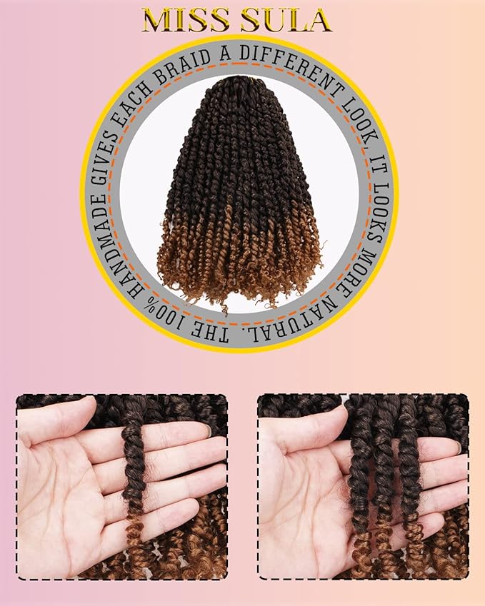 12inch 8packs Passion Twist Crochet Hair-Pre-twisted Passion Twists,Pre-Looped Crochet Braids Made Of Bohemian Hair Synthetic Braiding Hair Extensions (12 Inch(Pack of 8), T27)