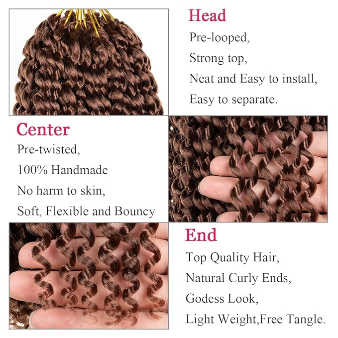 Leeven 7 Pcs Water Wave Crochet Passion Twist Hair For Butterfly Locs 18 Inch Curly Passion Twists Crochet Hair 30# 126 Roots Synthetic Hot Water Setting Braiding Hair Extensions
