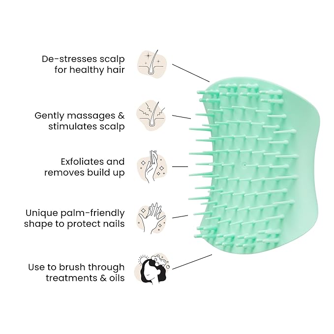 Tangle Teezer Scalp & Shampoo Hairbrush, to Exfoliate, Massage, and Cleanse, for All Hair Types, Mint