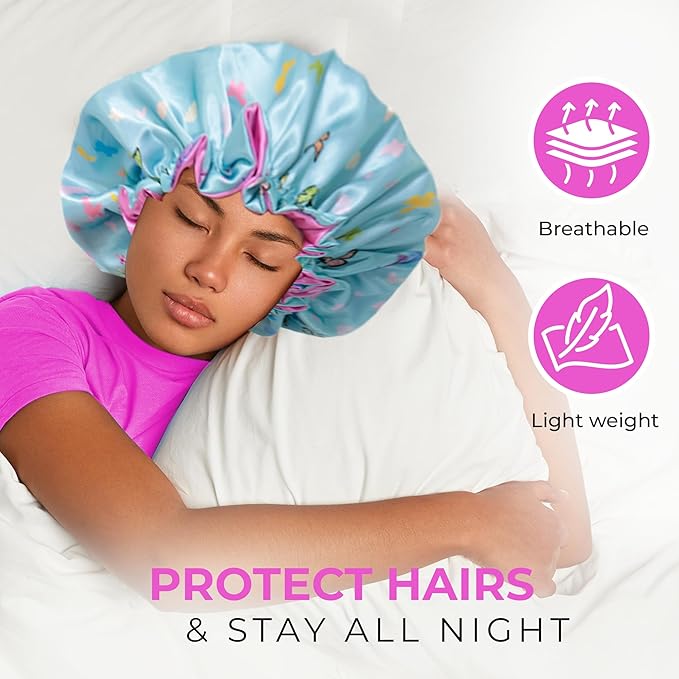 Discover Premium Ruffle Silk Satin Sleeping Bonnets Hair, Moisture Retention, and All-Night Comfort.