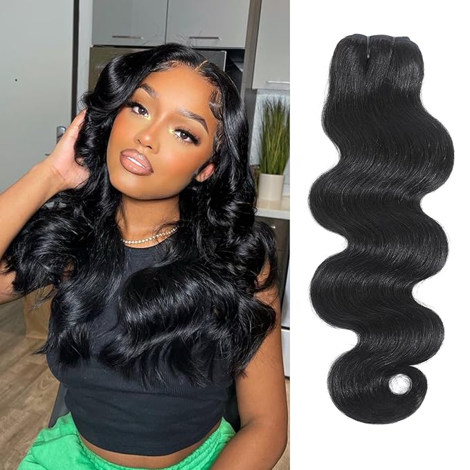 12A Human Hair Bundles 20 Inch Body Wave Bundles Human Hair 100% Unprocessed Brazilian Virgin Weave 1 Bundle for Women Natural Black Real Body Wavy Human Hair Extensions