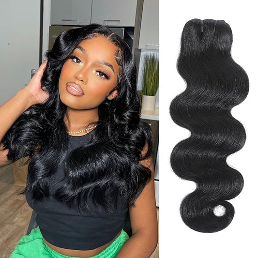 12A Human Hair Bundles 20 Inch Body Wave Bundles Human Hair 100% Unprocessed Brazilian Virgin Weave 1 Bundle for Women Natural Black Real Body Wavy Human Hair Extensions