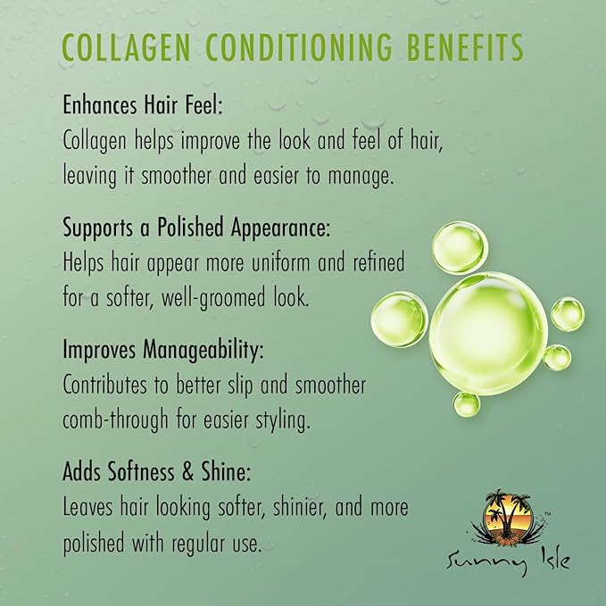 Sunny Isle Avocado and Collagen Curling Crème 16oz | Biotin and Jamaican Black Castor Oil Infused | Lightweight Formula For Waves, Curls and Twists