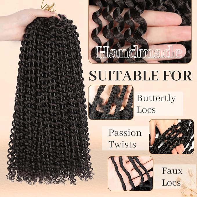 ShowCoco Passion Twist Hair 18 Inch Water Wave Crochet Hair Passion Twists Long Bohemian Hair Synthetic 6 Packs Passion Twist Braiding Hair Extensions (18 Inch, #4)