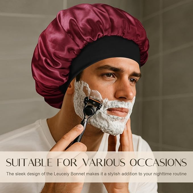 Satin Silk Bonnet for Men & Women, Double Layer Silk Sleep Bonnets, Soft Satin Lined Bonnet for Curly & Natural Hair