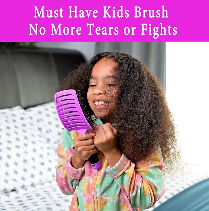 Detangling Brush Boar Bristle Hairbrush for Adult & Kids Wet or Dry Hair - KTKUDY Detangler Hair brush Getting Knots Out without Pain - Adds Shine and Makes Hair Healthier Purple - black handle