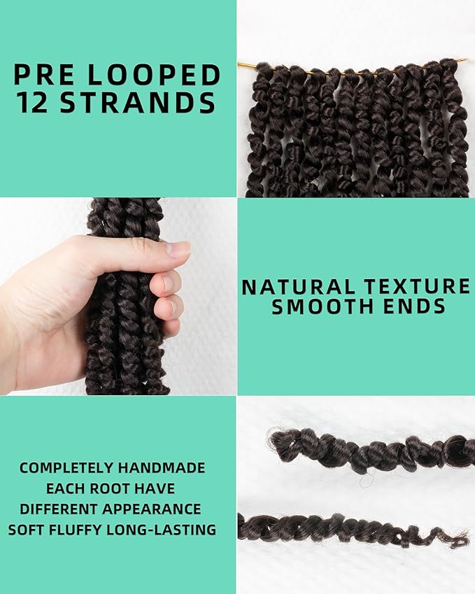 10 Inches 8 Packs Pre Looped Pretwisted Passion Twist Crochet Hair for Black Women and Kids-Light Brown,Soft Hair Extensions Braided by Synthetic Spring Kinky Twist Bohemian Curls(10"-8 Packs,4#)