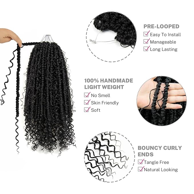 8 Pack Passion Twist Crochet Hair 14 inch Pretwisted Passion Twist Hair with Curly ends, Pre-looped Braided Crochet Boho Short Passion Twist Braided Hair for Women and Girls