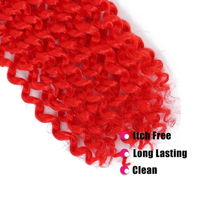 Passion twist hair Passion Twist Crochet Hair Water Wave Crochet Hair for Black Women (24 Inch (Pack of 1), Red)