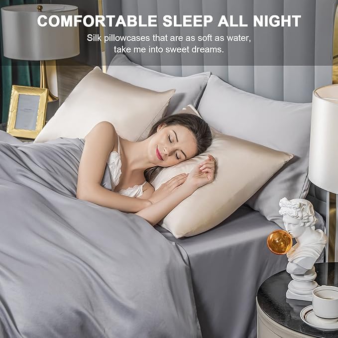 Mulberry Silk Pillowcase for Hair and Skin,Toddler Size Kids Silk Pillow Case with Hidden Zipper,Allergen Proof Dual Sides Soft Breathable Smooth Silk Pillow Cover(Toddler,Champagne)