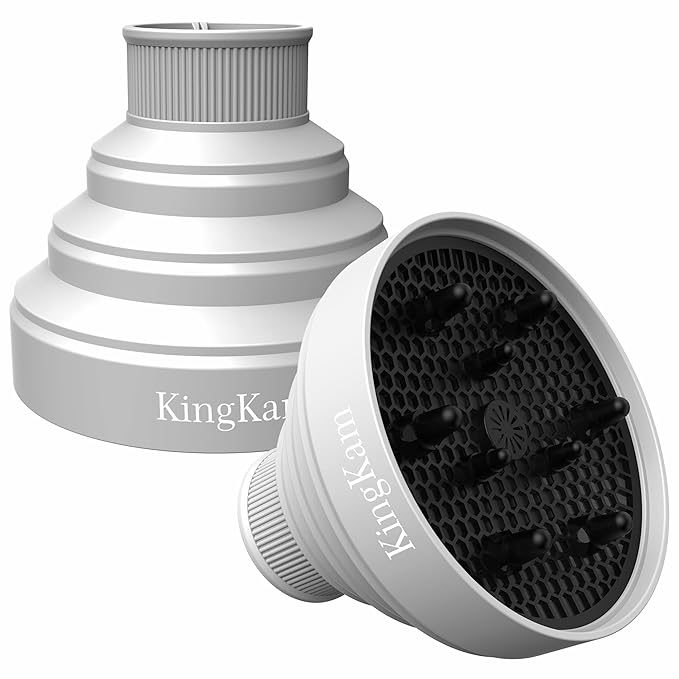 Collapsible Silicone Hair Dryer Diffuser - Travel and Easy Storage - Fit Most Hair Dryers with Nozzle Diameter D-1.575Inch to 1.968 Inch (4-5cm) - Gray