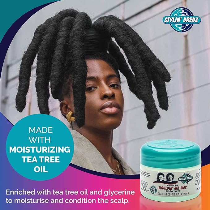 Stylin Dredz Mouldin' Gel Wax - Loc n Twist Gel - Dreadlock Gel Wax with Tea Tree Oil - 250 ml Single