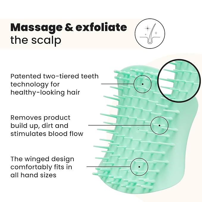 Tangle Teezer Scalp & Shampoo Hairbrush, to Exfoliate, Massage, and Cleanse, for All Hair Types, Mint