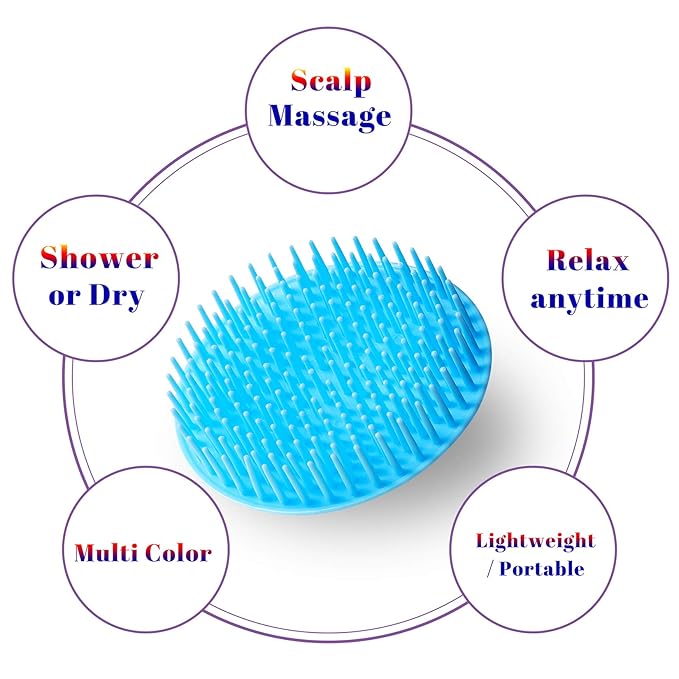 2Pack Hair Scalp Exfoliator Brush Dandruff Cleaning Brush, Flexible Scalp Massager, Shower Shampoo Brush for Home, Office, Travel and Pets-HGLV2
