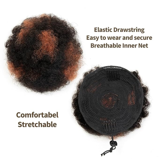 isheeny Small Human Hair Bun For Kids Age 2-5, 100% Human Hair Bun Small Drawstring Ponytail H1-30 For Little Girls, Curly Fake Hair Bun Natural, Soft, And Durable For Repeated Use