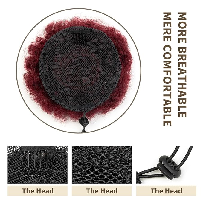 isheeny Small Human Hair Ponytail Extension For Kids 2-5 Years Old, 100% Human Hair Bun Small Drawstring Ponytail Burg For Little Girls,Curly Hairpiece Natural, Soft, And Durable For Repeated Use