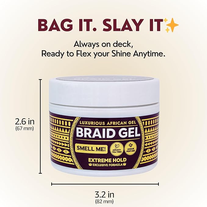 Grip&Loc Luxury Braid Gel Extreme Hold, High Shine Styling Gel & Edge Control, Flake Free with Tea Tree & Argan Oil for Hair, Sleek Braids, Locs & Twists, Made in Korea (5.29 fl oz)
