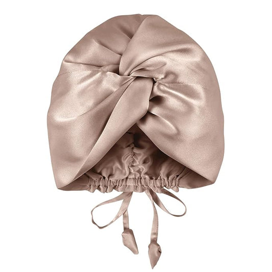 OLESILK Silk Bonnet for Sleeping Women: 100% Mulberry 22 Momme Silk, Adjustable Fit for Night Hair Care, No Frizz for Curls, Camel