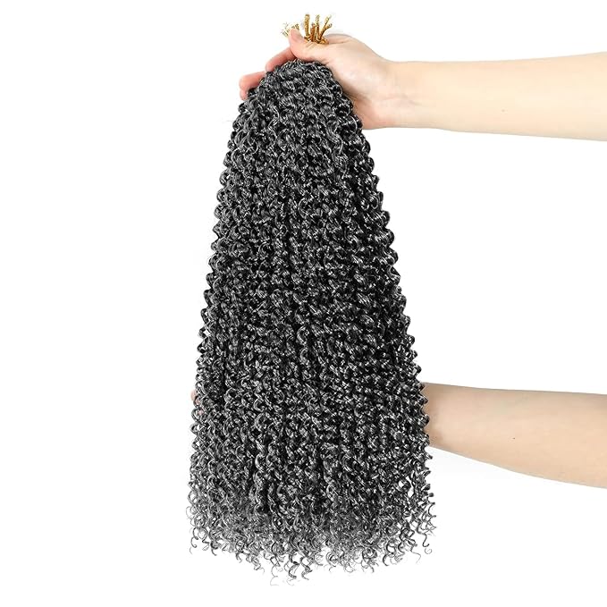 Dansama Passion Twist Hair Water Wave Braiding Hair for Butterfly Style Crochet Braids Bohemian Hair Extensions (18inch (Pack of 6), T1B/GREY, Economy Pack)