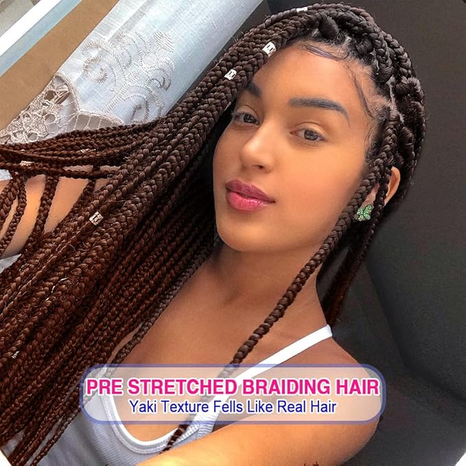 8 Pack Ombre Braiding Hair Pre Stretched - 30" 100G/Pack Premium Pre Stretched Braiding Hair Extensions, Professional Itch Yaki Texture Prestretched Hair(1B30)