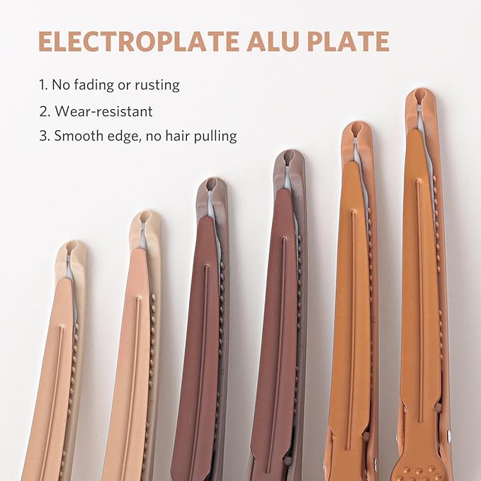 Sndyi 12pcs Neutral Hair Clips for Styling Sectioning - Non Slip Duck Billed With Silicone Band, Roller Clips, Salon Cutting Clips for Hairdresser, Barber, Women, Men