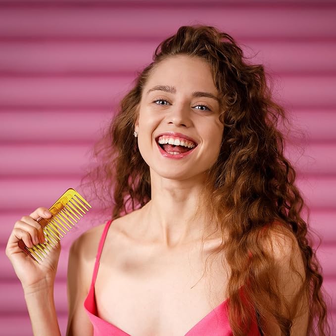 Patelai Wide Tooth Comb Large Hair Detangling Comb for Curly, Wet Dry Hair, No Handle Detangler Accessories(Amber)