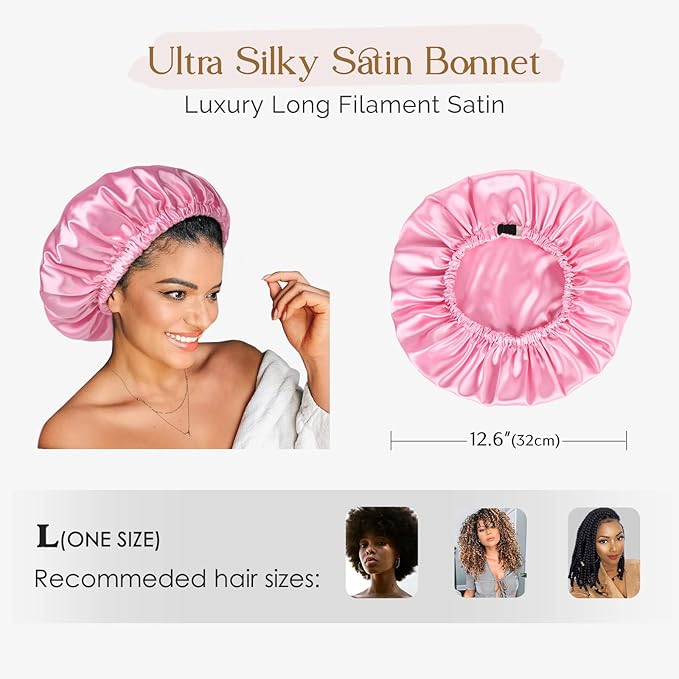 YANIBEST Silk Bonnet Satin Bonnet for Sleeping Women Men, Adjustable Double Layer Hair Bonnet for Curly Braids Reduce Frizz