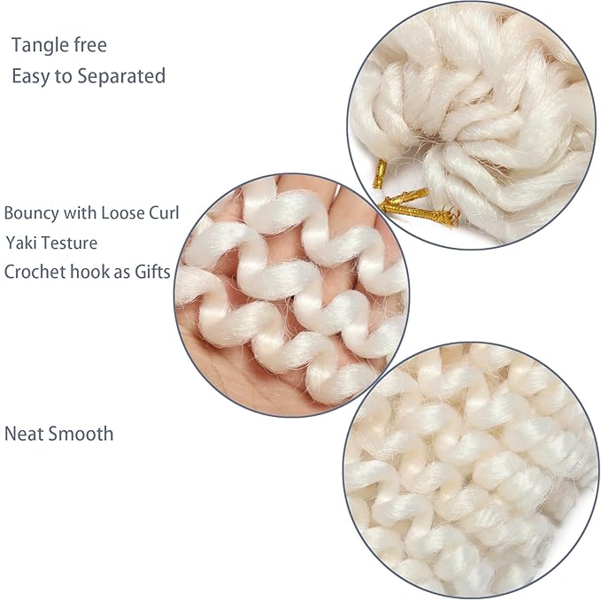 White Short Jamaican Bounce Crochet Hair 5 Packs 2X Ringlet Wand Curl 8 Inch Curly Crochet Hair Extensions Curly Crochet Braiding Hair 100 Roots