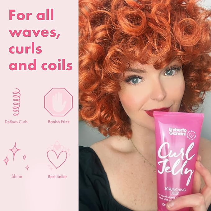 Umberto Giannini Curl Jelly & Foam Mousse Duo - Vegan & Cruelty-Free Styling Gel and Mousse for Defrizzing Curly or Wavy Hair