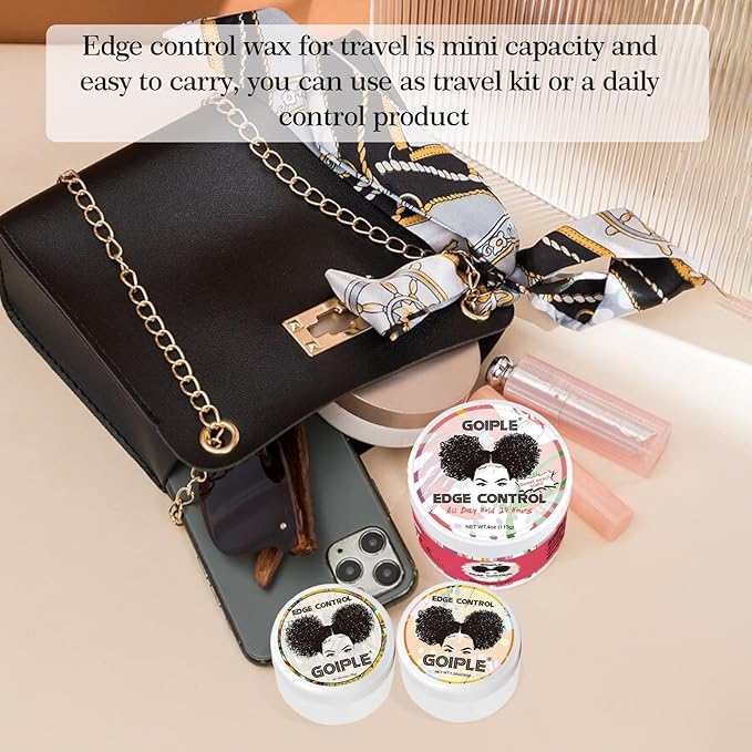 Edge Control Wax for Women - Strong Hold Non-greasy Smoother, Mini Control Brush for Back Hair, No Flaking Water-based Stay Gel, Slick Back Wax for All Hair Types (8pcs)