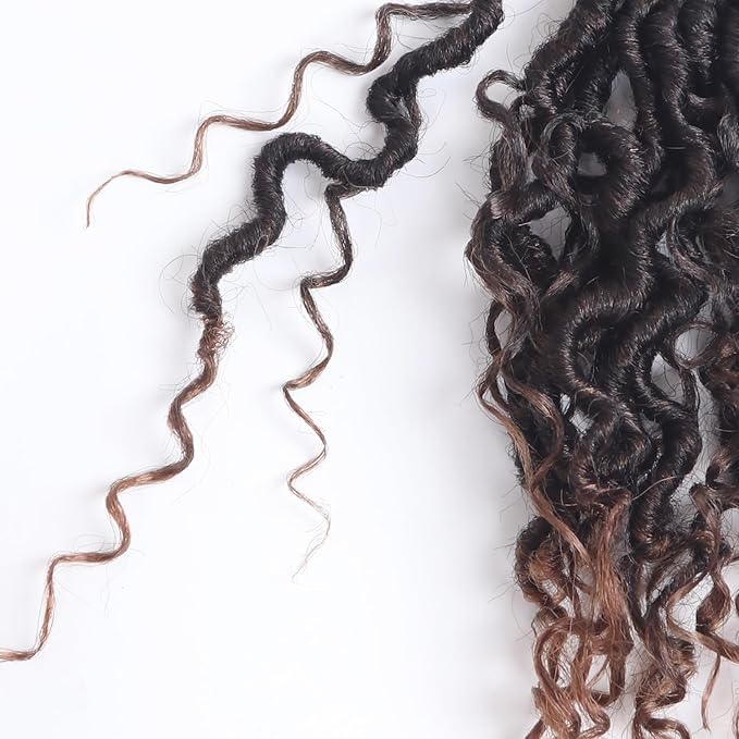 Goddess Locs Crochet Hair,8 Inch 9 Packs Faux Locs Synthetic Crochet Hair for Black Women, Boho Style Pre looped crochet with Curly Ends