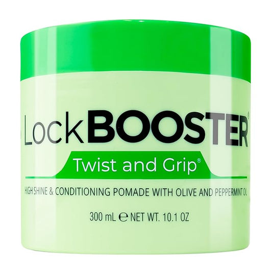 Style Factor Lock BOOSTER Twist & Grip Braid Gel (10.1 Oz.) with Olive and Peppermint Oil — Strong Hold, Flake-Free, Frizz-Free Hair Braiding Gel for Defined & Long-Lasting Twists, Locs & Braids
