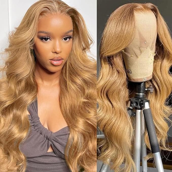 MEGOOD 250% Density 30Inch Honey Blonde Wig Human Hair 13x6 HD Transparent Lace Front Wigs Human Hair Pre-Plucked 13x6 Blonde Body Wave Glueless Light Brown Lace Front Wigs Human Hair