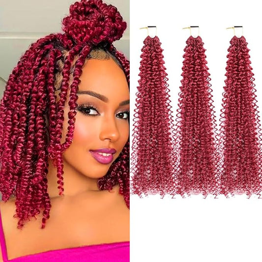 Passion Twist Hair Extensions Burgundy Curly Crochet Hair 12 Inch Short Curly Braiding Hair 3 Packs Crochet Braids with Curls for Black Women(12",900#)