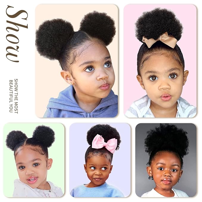 isheeny Curly Ponytail Extension Human Hair Medium Drawstring Ponytail 2pcs For Girls, An Innovative Design For African Puffs, Delicate And Cute Loose Kinky Curls Hairpiece For Style Transformation