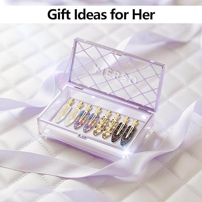 8 Pcs No bend Hair Clips No Crease Makeup Duckbill Clip No Dent Creaseless Flat Alligator Hair Barrettes for Salon Hairstyle Women Girls Accessories Cellulose Acetate(Leopard03)