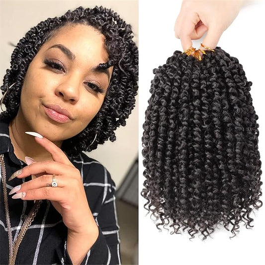 Passion Twist Hair - 8 Packs 8 Inch Passion Twist Crochet Hair For Women, Crochet Pretwisted Curly Hair Passion Twists Synthetic Braiding Hair Extensions(8 Inch 8 Packs, #2)