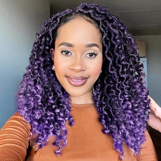 Fulcrum Goddess Locs Crochet Hair 10 Inch, 8 Packs New Faux Locs Crochet Hair for Black Women, Crochet locs with Curly Ends (10Inch (Pack of 8), 1B/Purple#)
